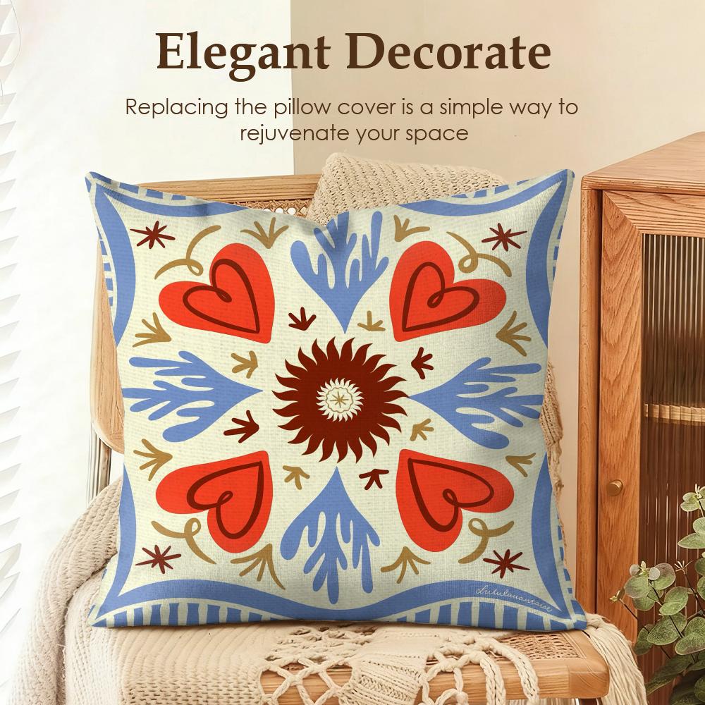 Cute Cartoon Flowers Fashion Art Cushion Cover Natural Linen Organic Fabric DoubleSided Printing Sofa Home Decor Pillow Case