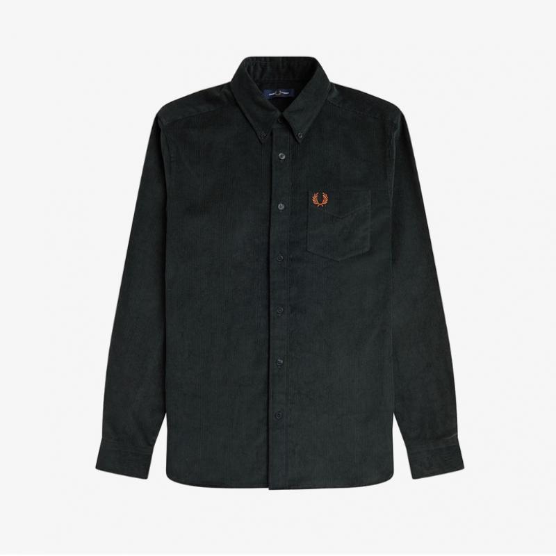 Fred Perry Corduroy Shirt Night Green Afpm2438726 Q20