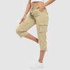 Women Capri Cargo Pants with Drawstring Waist Loose Fit Lightweight Cropped Trousers with Multiple Pockets for Daily Wear