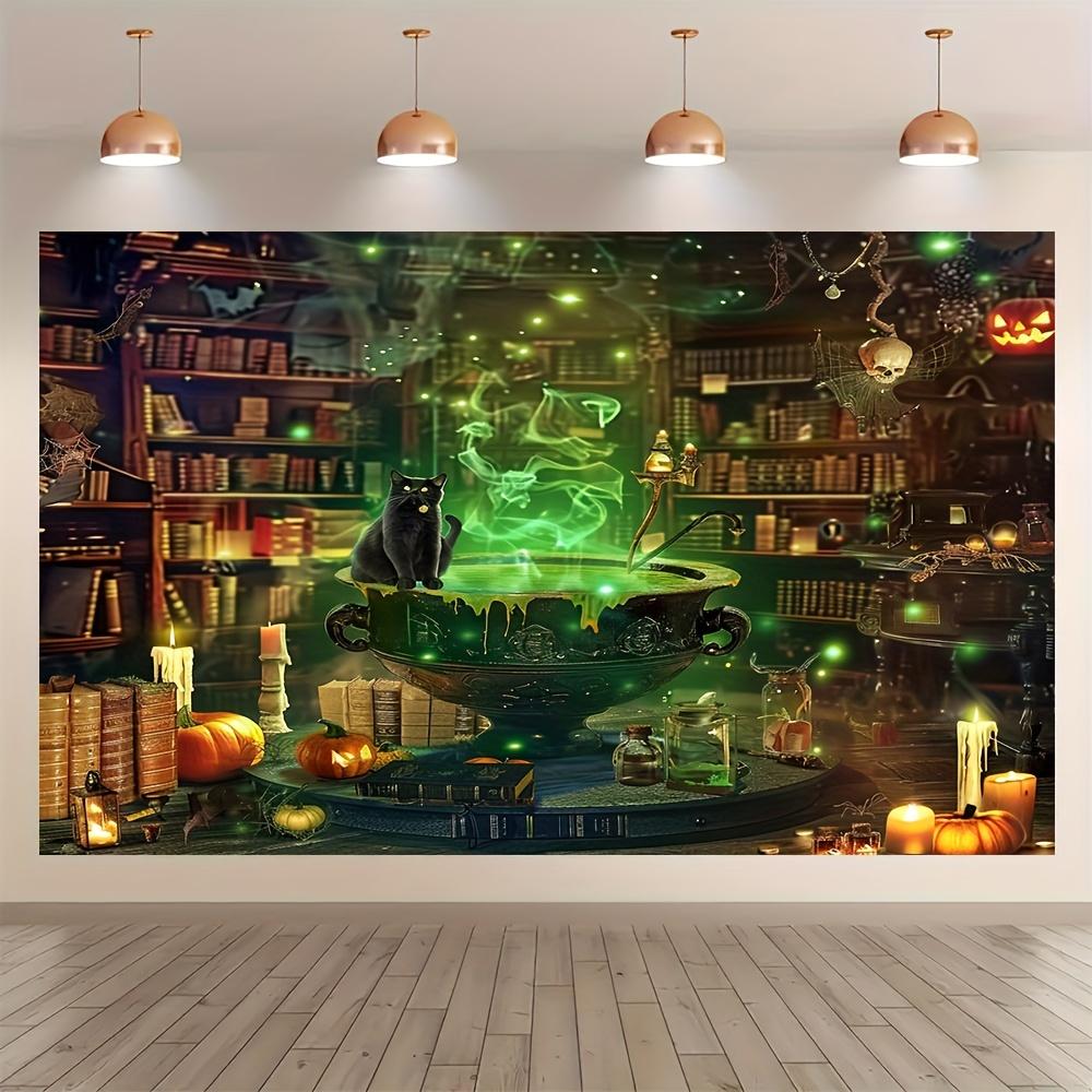 One 2D Flat Halloween Magic Witch Kitchen Polyester Background Suitable for Room and Halloween Decoration