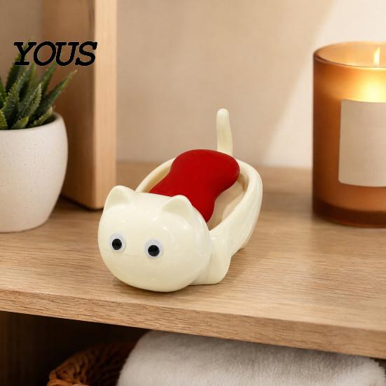 Non-slip Soap Stand Cat Box, with Self-Draining Design, Durable Plastic Punch-free Rack Holder, Nail-free Storage for Bathroom Countertop Shaped Tray