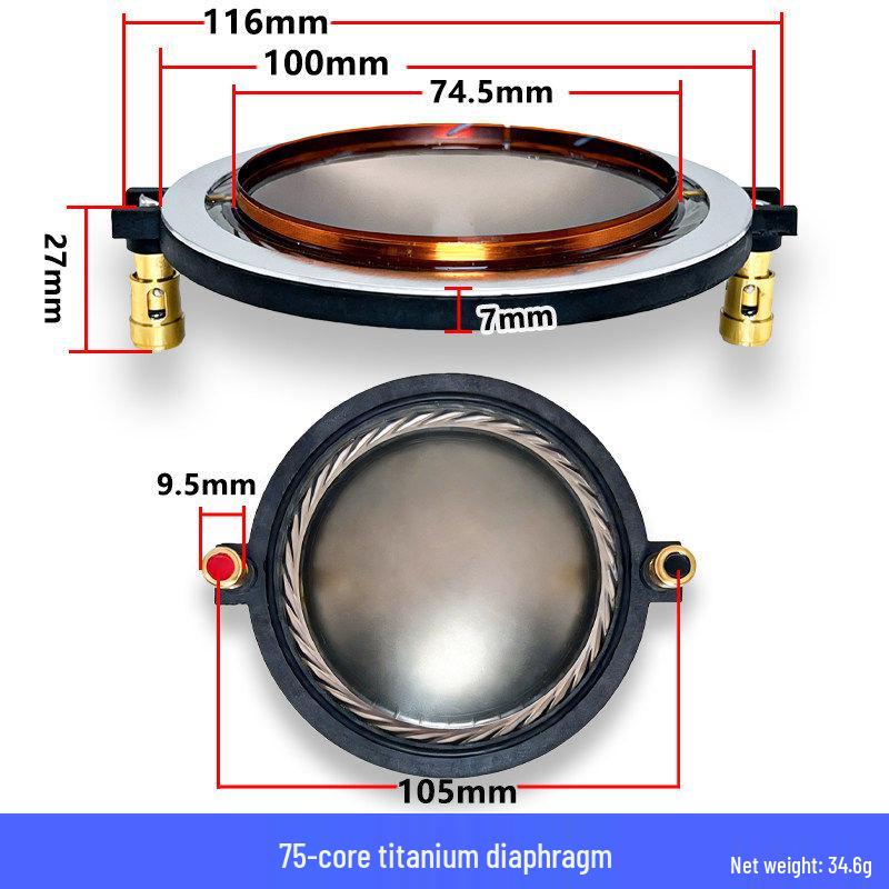High-Frequency Titanium & Polymer Diaphragm with Imported Voice Coil: Available In Blue, Gold; Core Options: 44, 51, 72, 75, 100