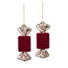 Wine Red Christmas Decorations with Soft-Looking Textured Finish, Gold Trim, and Hanging String for Holiday Tree and Porches