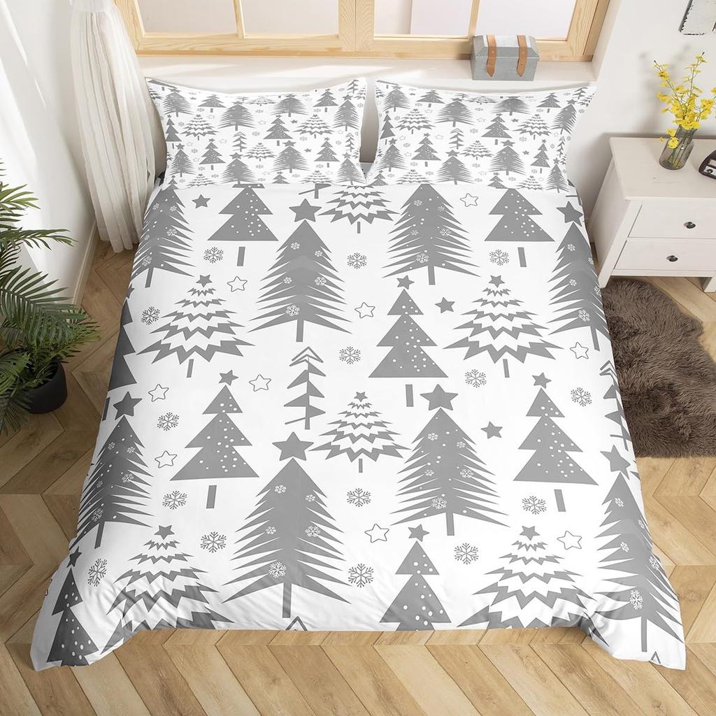 Merry Christmas Duvet Cover Twin Queen Christmas Tree Snowman Bedding Set For Kids Boy Girl Teen Gingerbread Man Comforter Cover