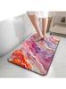 Pink Purple Agate Fluid Bath Mat Vibrant Mineral Swirl Pattern Non-Slip Quick Dry Floor Rug