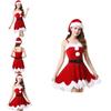 Red Velvet Women Christmas Costume With Soft Touch Santa Claus Dress And Hat