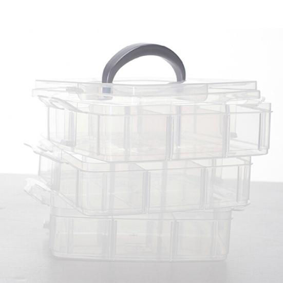 Plastic 3 Tiers Portable Detachable Storage Box Transparent Container Organizer