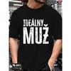 European Sizes Men'S Summer T-Shirt, The Ideal Man Graphic Print Short Sleeve Tees Trendy Casual Tops for Daily Life, Big And Tall Guys