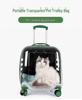 Transparent Pet Travel Suitcase & Stroller - Double-Layer, Airline-Approved for Cats & Dogs.