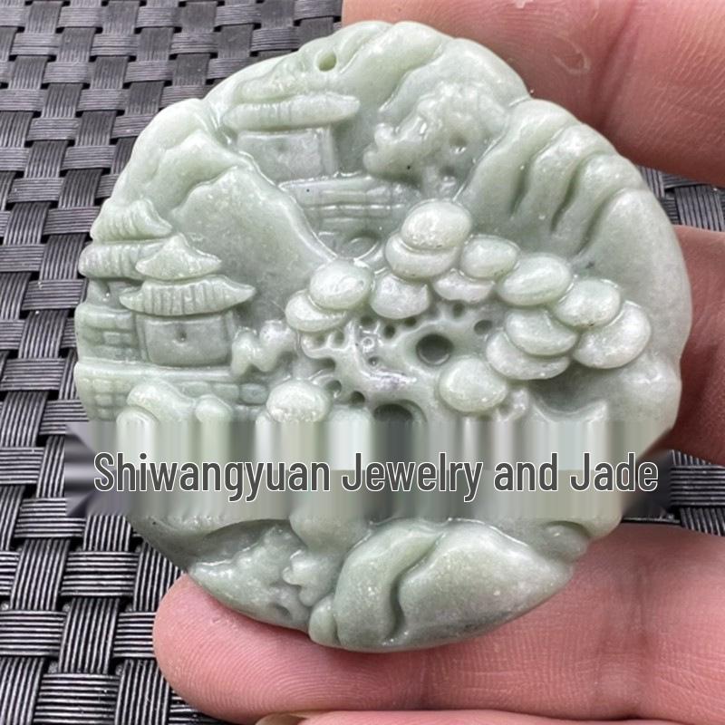 Emerald Green Guanyin Buddha Dragon Jade Pendant - Heart-Shaped Jade Stone for Car or Necklace