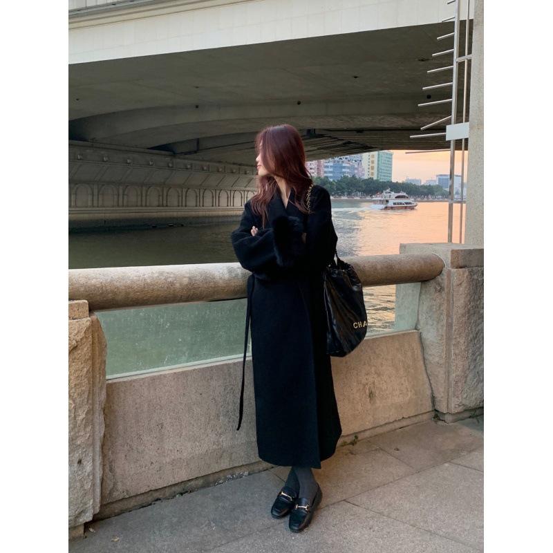 Autumn and Winter Women's High-end Coat Cashmere Women's Double-sided Medium and Long Removable Real Fox Hair Wool Coat