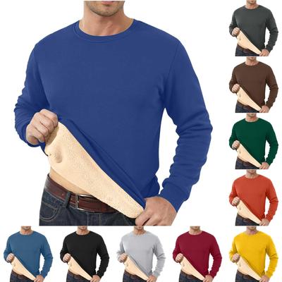 Herren Lammwolle Rundhals Locker Thermosweatshirt - Unifarbe, Herbst/Winter Kollektion
