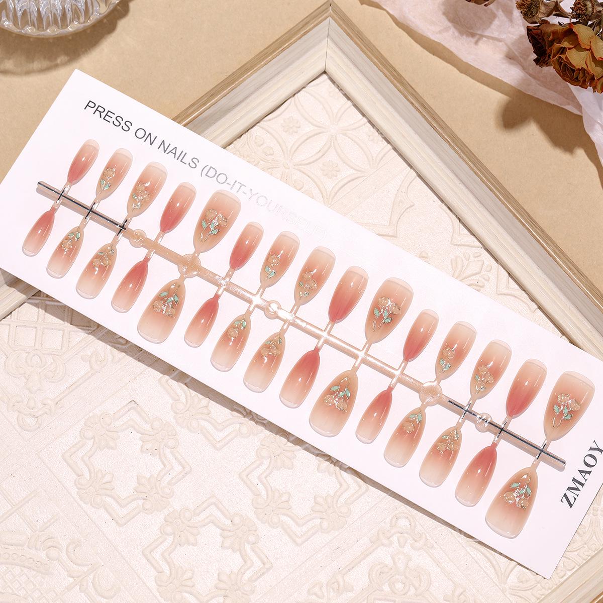 

Color-Changing Gradient Blush Tulip Short Almond Cat Eye Nail Patches Full Set S/S/S