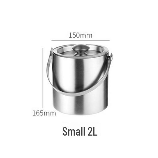 Nerezový 3L dvoustěnný izolovaný kbelík na led pro bar, víno a pivo.