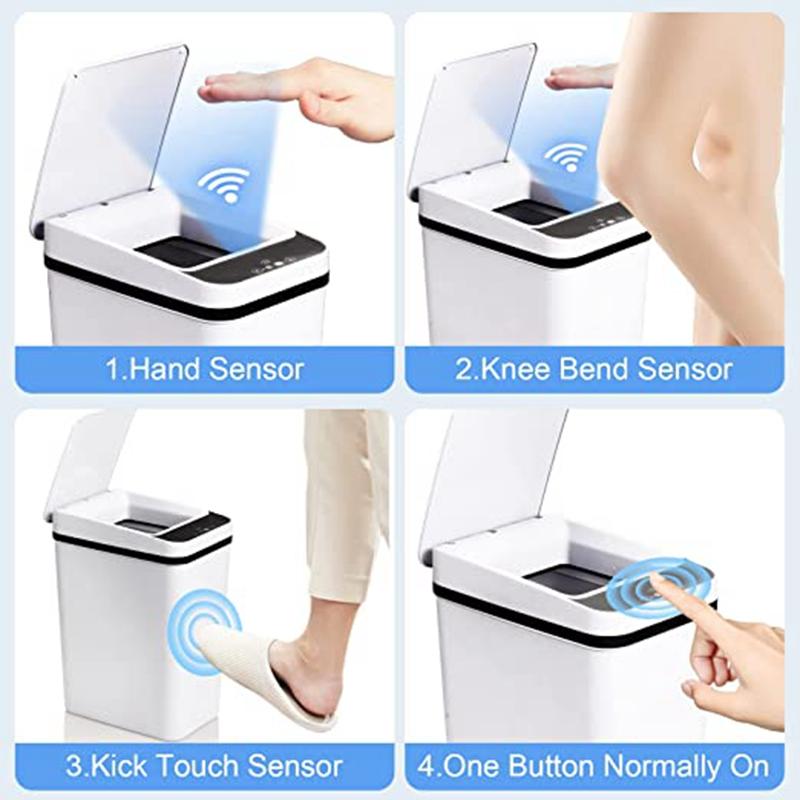 Bathroom Smart Sensor Trash Can 12L Waterproof Induction Waste Bin Electric Touch Wastebasket for Kitchen Bedroom Garbage