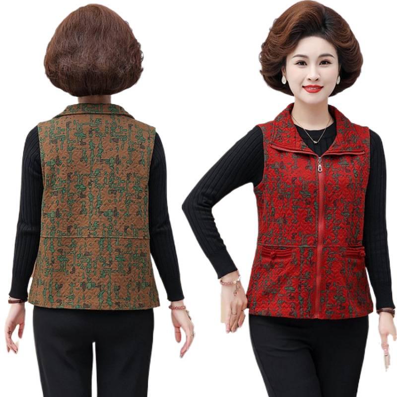 Plus Size Lightweight Zipper Vest for Middle-aged and Elderly Women - Spring/Autumn