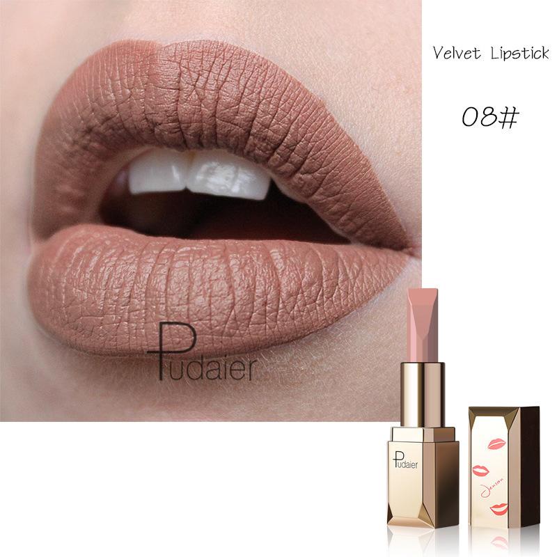 

Pudaier Small Gold Bar Matte Velvet Long Lasting Lipstick Non-stick Cup Easy Color Lip Gloss 17 Colours Lipstick 08
