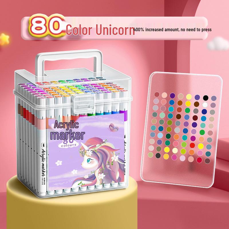 Acrylic Marker and Colored Pencil Set: 24 Opaque Colors, 36 Paint Brushes for Kindergarten Art