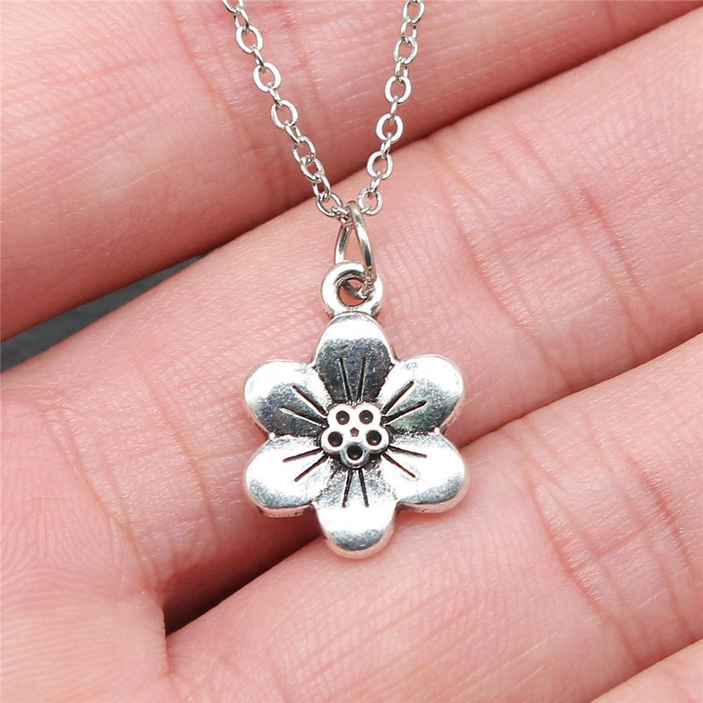 Tree of Life Plant Growth Pendant Antique Silver Metal Girls Choker Necklace Trendy Boho Gift
