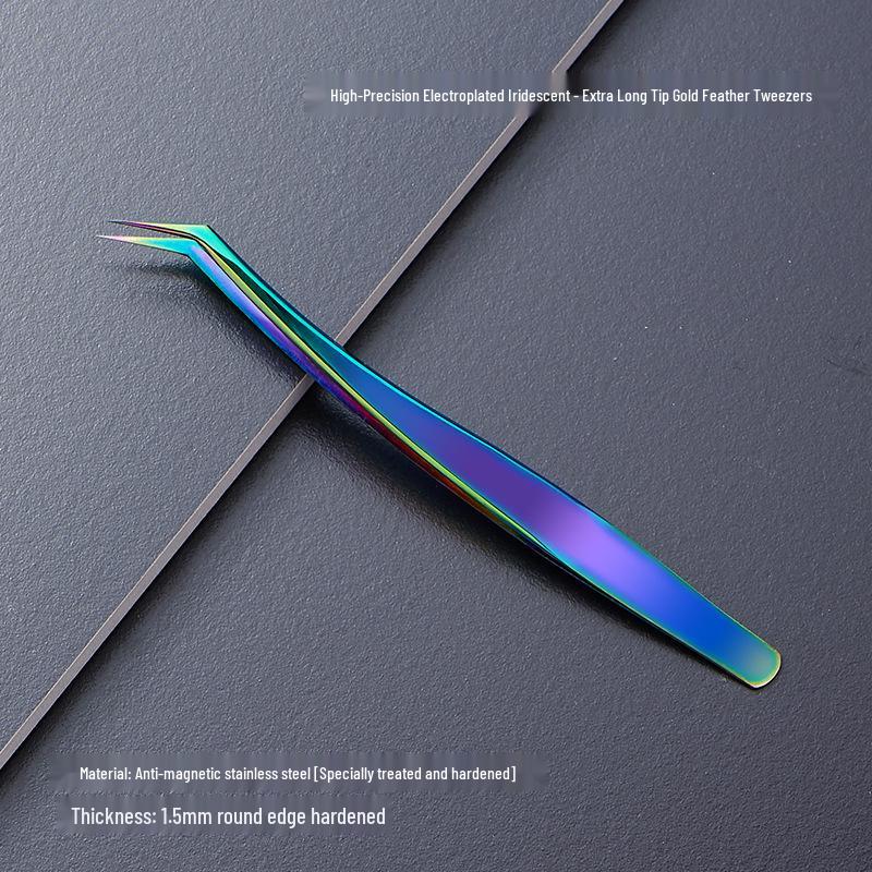 Black Anti-Static Stainless Steel Curved Tip Tweezers Set for Nail Art, Journaling, and Repairs