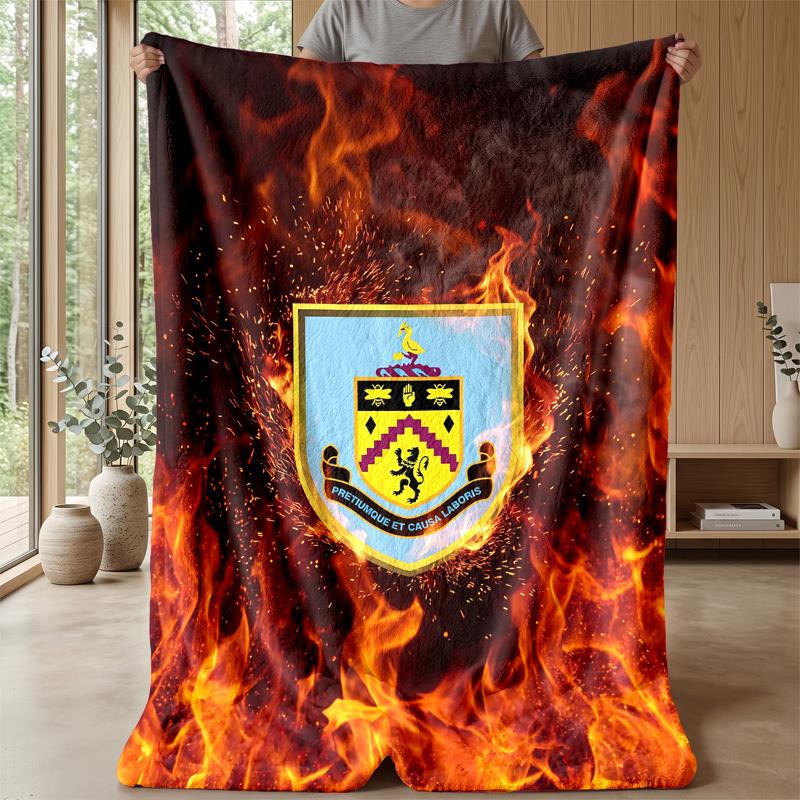Coperta in Flanella con Stampa Calcio Burnley, Coperta Morbida Calda Leggera per Divano Letto Campeggio