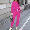 Sets For Women 2 Piece Round Neck Long Sleeve Shirts Colid Sweatpants Pocket Sets