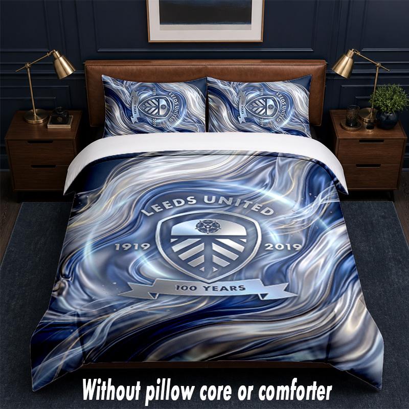Leeds United Football Design Juego de Cama Ropa de Cama 1 Funda Nórdica + 2 Fundas de Almohada Suave Transpirable Ropa de Cama para el Hogar