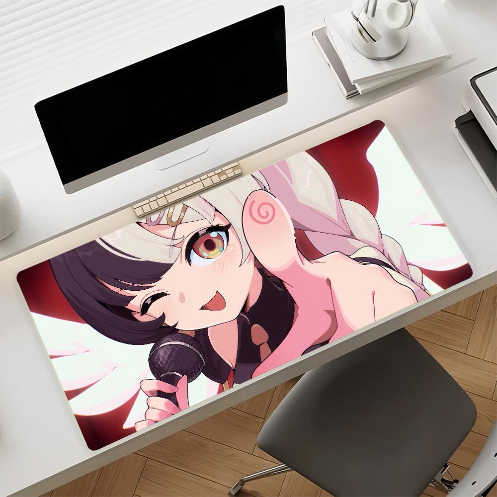 Gaming Mouse PadLarge Desk Mat Antislip Base Stitched Edges Cute Silver Hair Anime Girl Keyboard Pad for Gamer Office Home