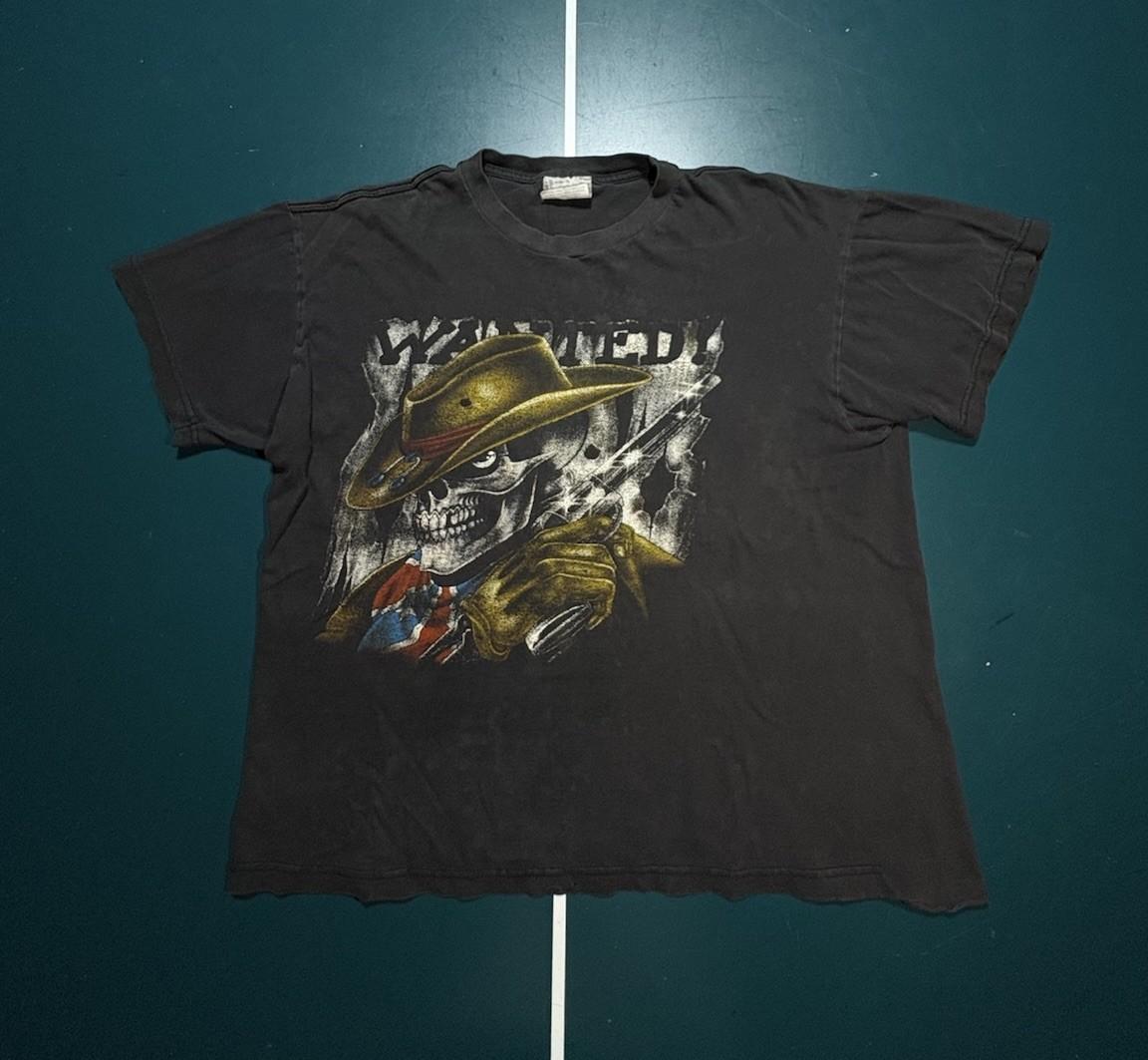 Vintage 90s American Thunder Gunslinger T Shirt Boxy Medium Faded Black Rare Unisex T-Shirt XL