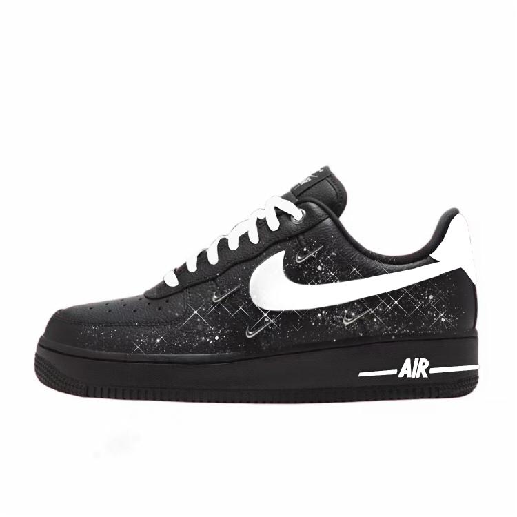 Nike Air Force 1 Abrasion Resistant Low top Skateboard Shoes Women's Black White HQ1180-001(Team352-)