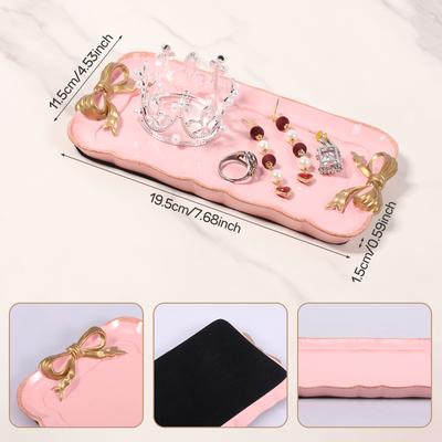 3 Pcs Resin Decorative Tray Bow Jewelry Tray Dessert and Cake Storage Trays Vintage Necklaces Earrings Display Plate for Women