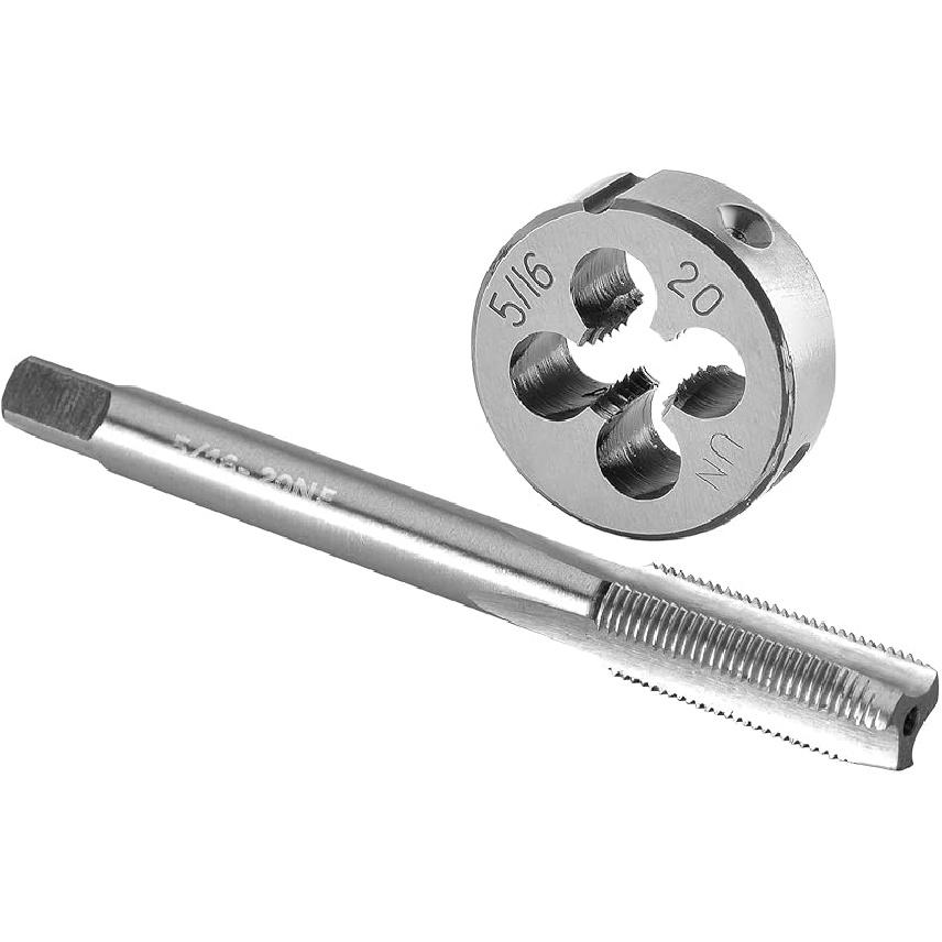 Burkit 5/16"-20 UN Tap and Die Set, 5/16 x 20 UN Machine Thread Tap and Round Die Right Hand