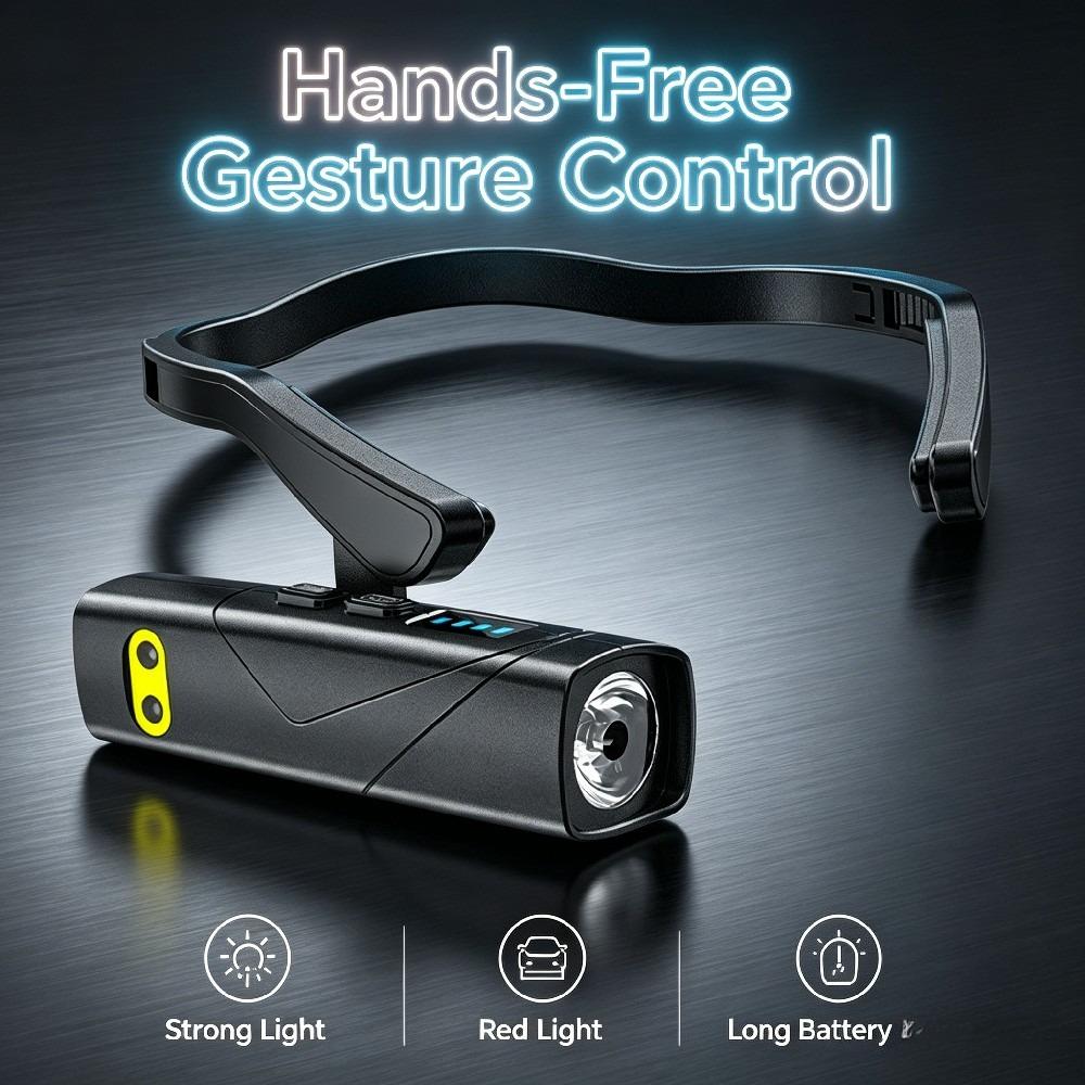LED Hanging Ear Headlight USB Charging Motion Sensor with 5 Modes Detachable Flashlight for Fishing, Running, and Maintenance Work