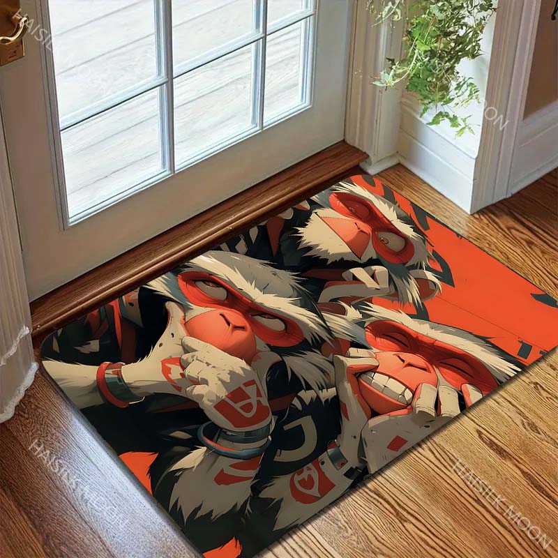 3 Interesting Monkeys Pattern Carpet for Living Room Bedroom Bathroom Mat Creative Doormat Home Decor Area Rug Large Size
