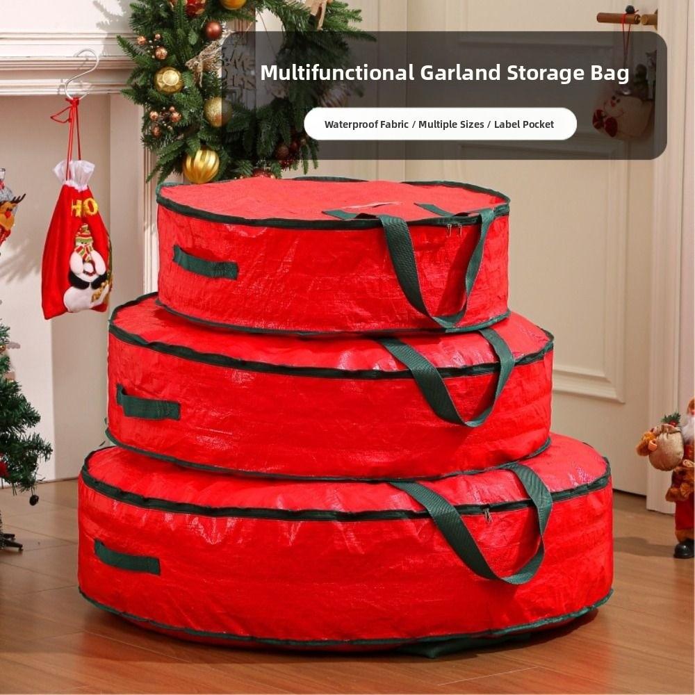 Waterproof Dustproof Holiday Decoration Wreath Bag Round Garland Bags Durable Storage Bag
