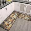 Tappeto da Cucina Retro Astratto Cartone Animato Stile Americano Assorbente Olio-Resistente Sporco-Resistente Tappetino Decorazione Casa