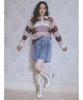 Furfur Rugby Border Mesh Pullover RWNT251137 Pink Women's