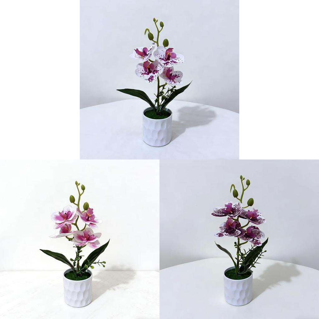 Butterfly Orchid Faux Plant With Handcrafted Plastic Base For Office Decor