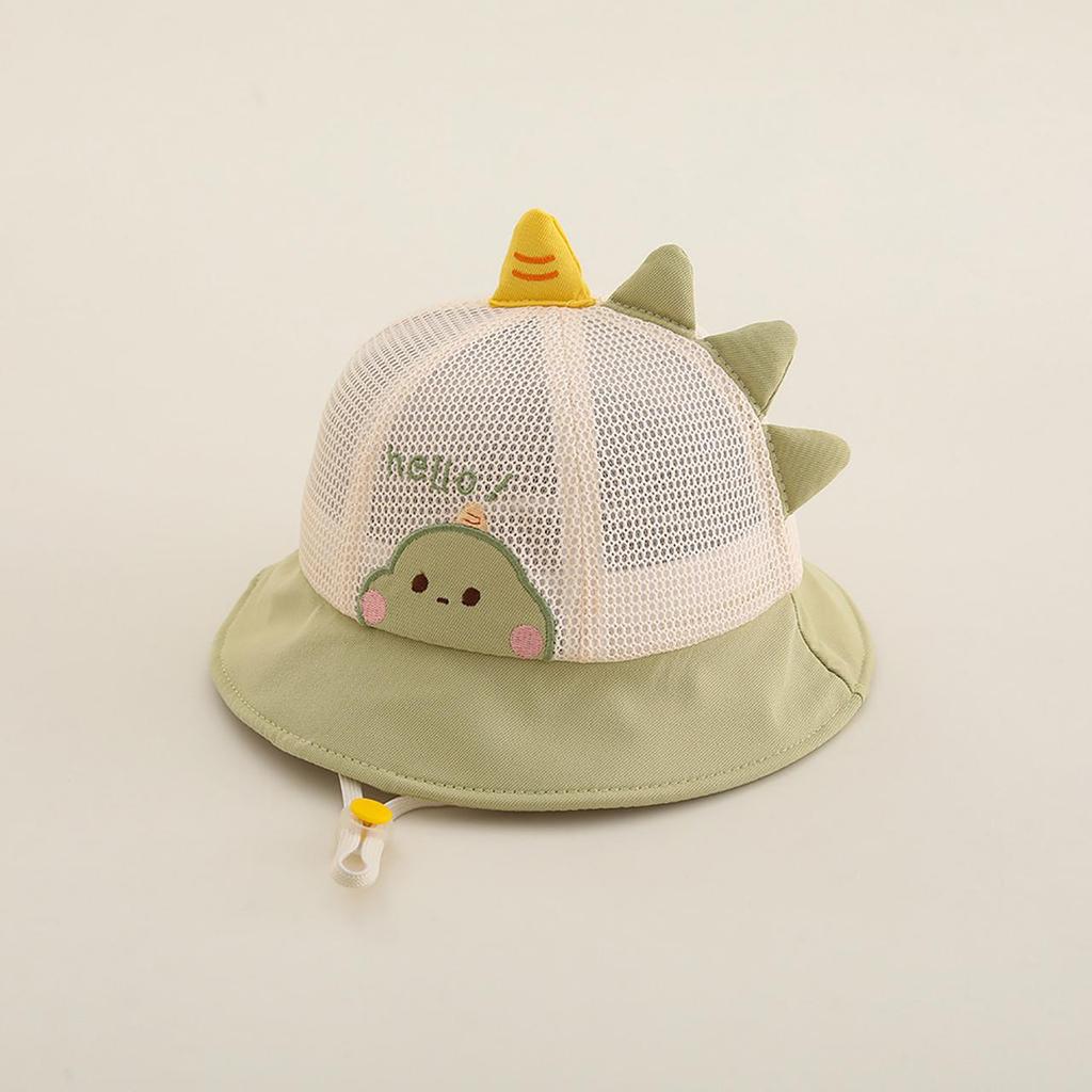 Cute Cartoon Bear Baby Bucket Hat Summer Mesh Breathable Baby Boys Girls Sunshade Cap Toddler Kids Lacing Panama Basin Cap