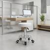 Salon Stool, Height-Adjustable, Faux Leather, Up To 110 Kg, Diameter 42x50-64H Cm, White