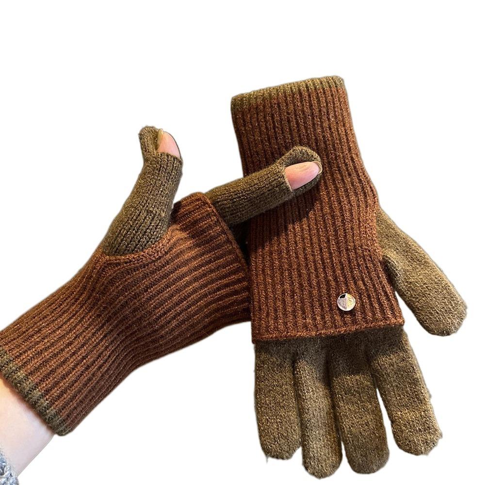 Thickened Five Finger Gloves Cold-proof Wool Knitted Fashion Mittens Men Women