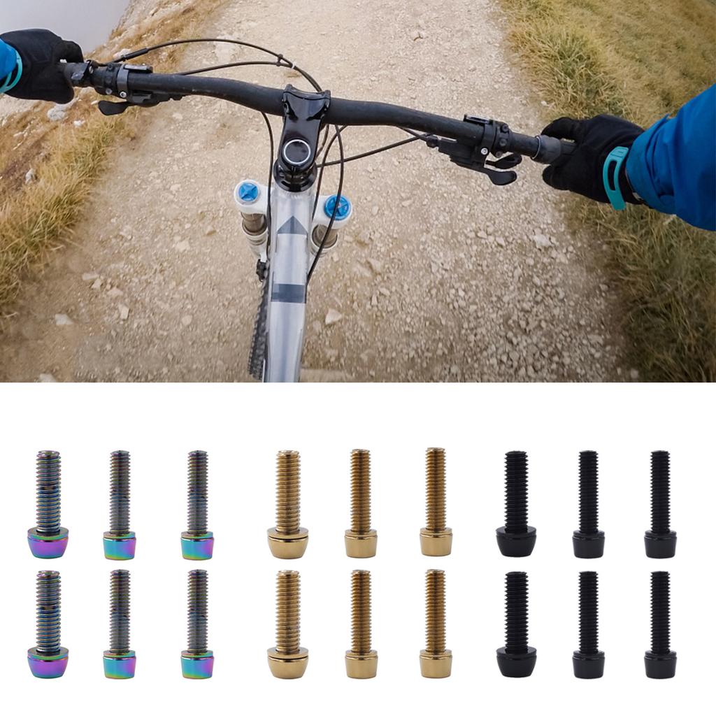 Bike Stem Bolts,Steel Tapered Bike Stem Bolts Bicycles Handlebar Bolts Screws with Washers for MTB/Road Bike