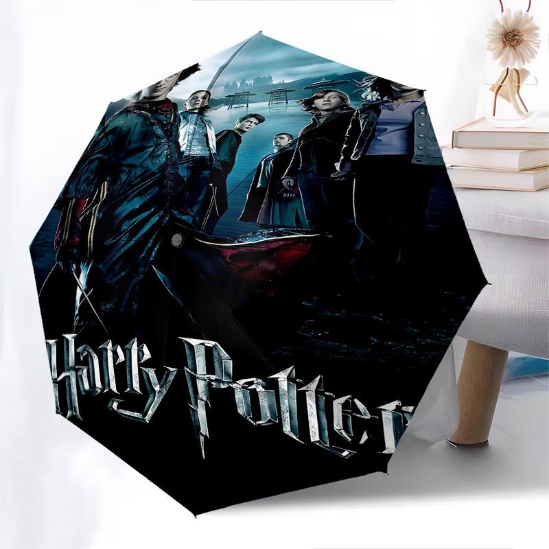 1pc Harry Potter Goblet of Fire Automatic Folding Umbrella - Compact 8-Rib Design, Durable Plastic & Iron1246L