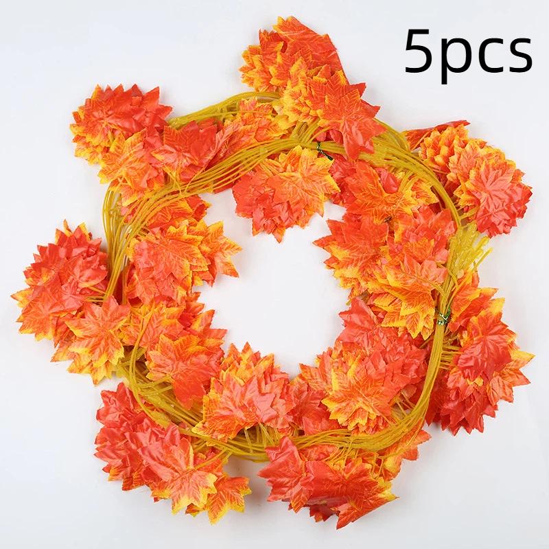5/10Pcs Artificial Fall Leaf Garland Fake Plants Autumn Decor Leaves Vine For Thanksgiving Halloween Festivals Wedding Decora