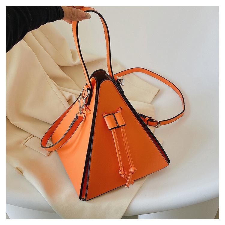 

Модные женские сумки на ремне, сумки, чувство роскоши, женские сумки, высококачественная кожаная сумка через плечо, дизайнерская женская треугольная сумка оранжевый
