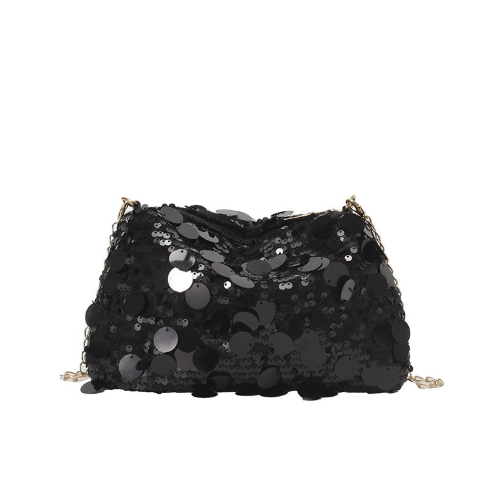 Elegant Chain Tote Bag Blingbling Female Handbag Simple Sequin Shoulder Bag  Lady Girl