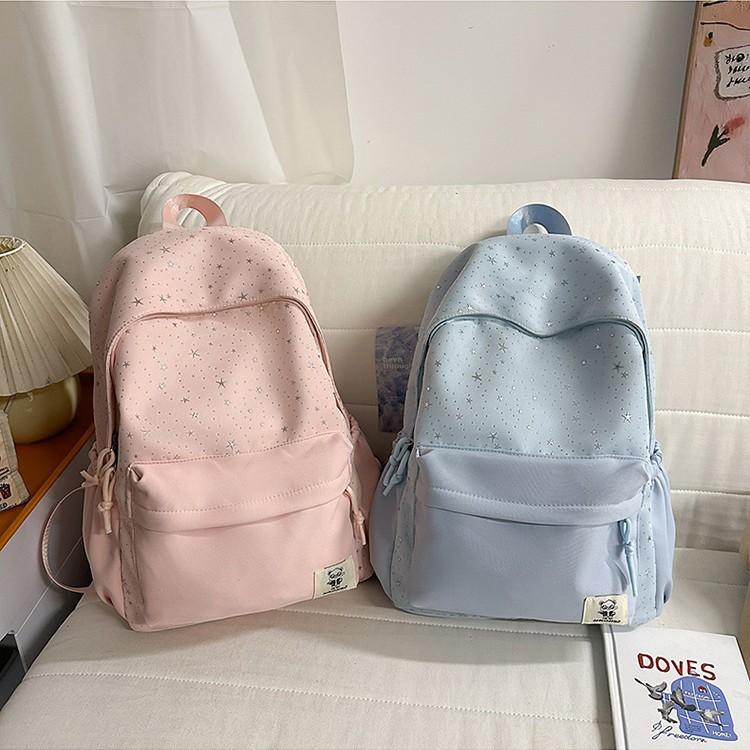 Schultasche Japanischer einfacher Stil Sternenaufdruck Mittelschüler Oberstufenschüler College-Student Leichter Rucksack mit großem Fassungsvermögen