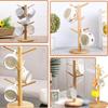 Bamboo Mug Holder 6 Hook Coffee Mug Tree Holder Mug Hanging Display Rack Drinkware Shelf Tea Cup Storage Holder Stand Kitchen To