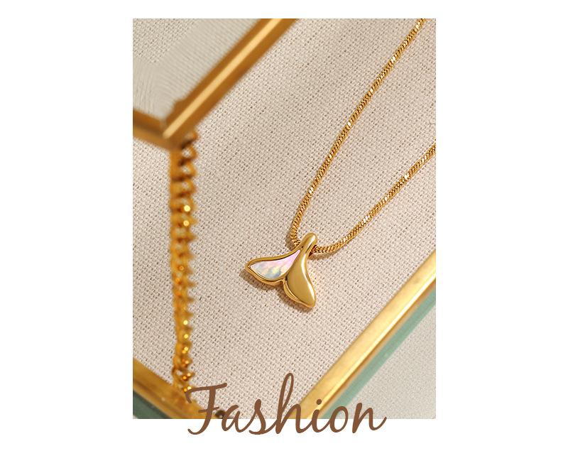 European-American Mermaid Tail Necklace: White Shell & Titanium Steel Pendant