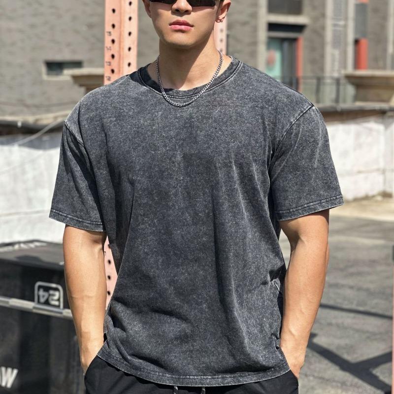 Herren Casual Distressed Ripped Kurzarm Rundhals T-Shirt